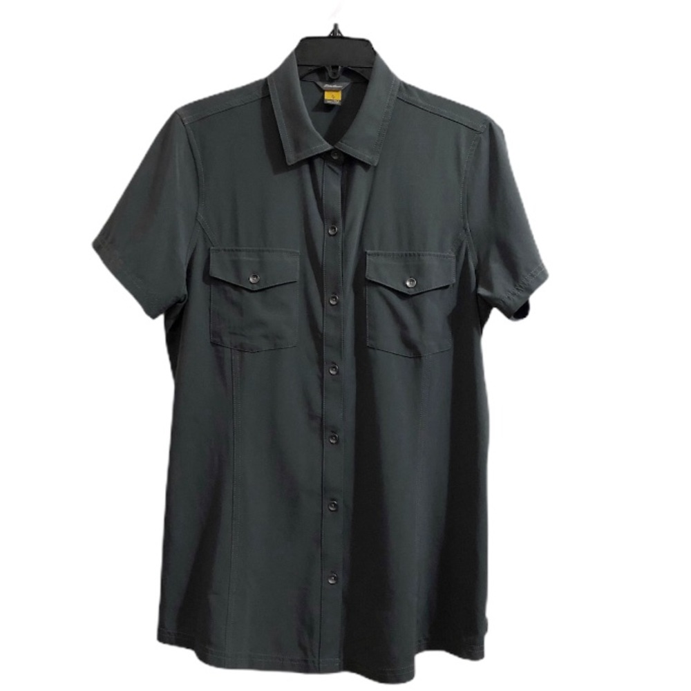 Eddie Bauer Womenβs Gray Button Down Shirt TM